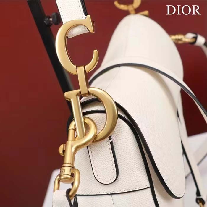 Dior Women CD Saddle Bag Strap Latte Grained Calfskin