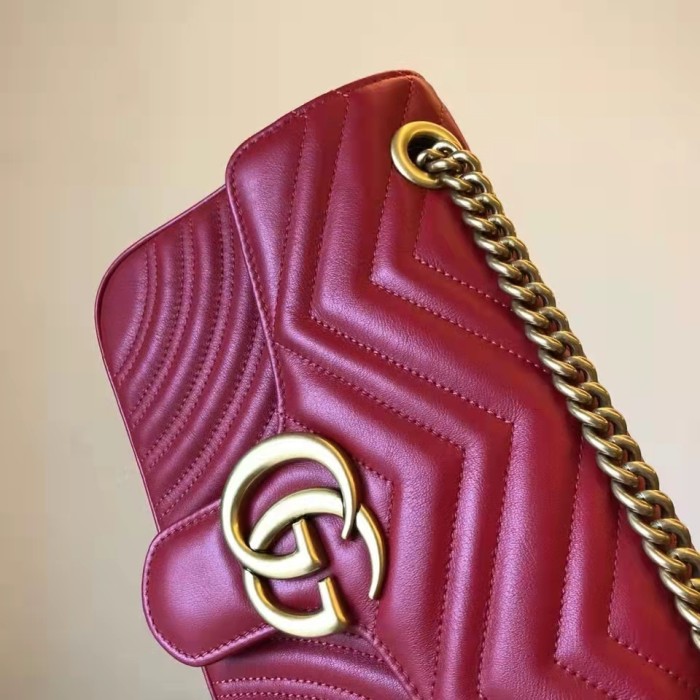 Gucci GG Women GG Marmont Small Matelassé Shoulder Bag Red Double G