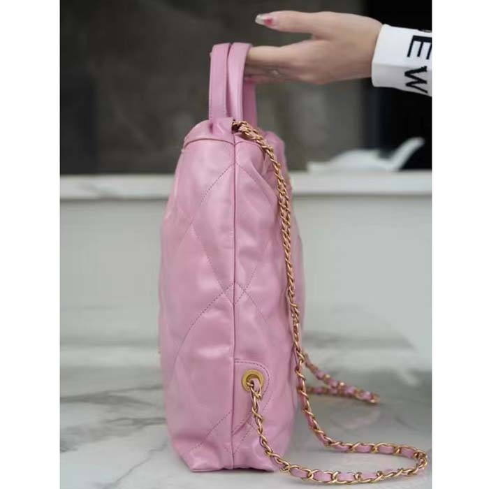 Chanel Women CC 22 Backpack Shiny Calfskin Gold-Tone Metal Lilac