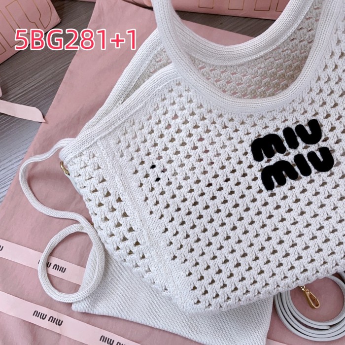 5BG281 Miu's new Isetan limited edition hollow woven tote bag