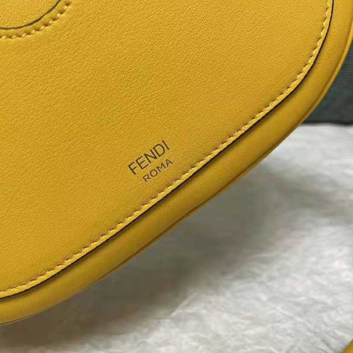 Fendi Women Mini Camera Case Yellow Leather and Suede Mini-Bag