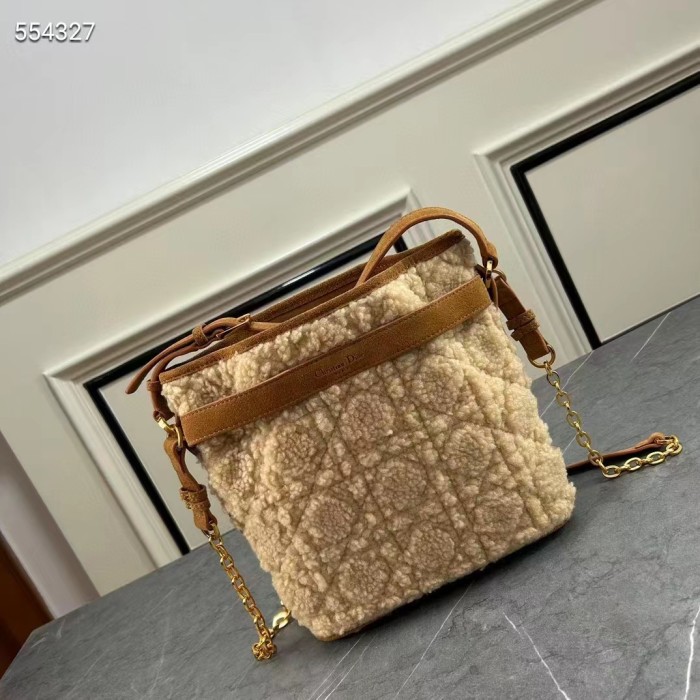 Dior Women CD Small C'est Dior Bag Natural Cannage Shearling Reference: M2272UMGB_M925