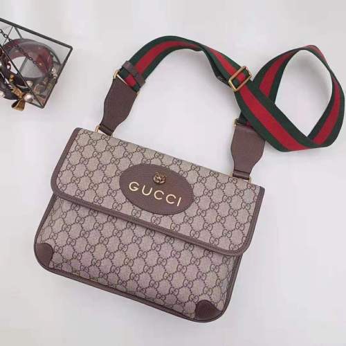 Gucci GG Unisex Neo Vintage Messenger Bag in Beige/Ebony GG Supreme Canvas