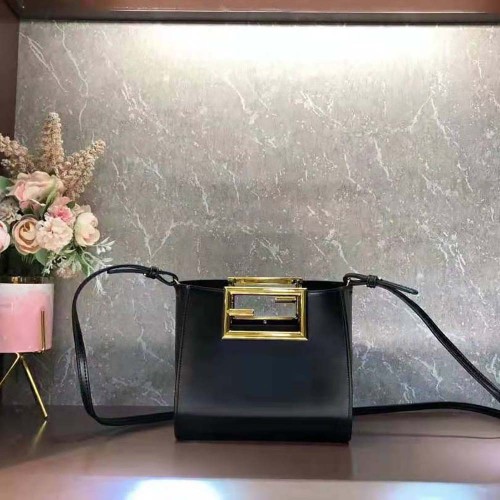 Fendi Women Way Small Made of Camellia-Colored Leather Bag-Black