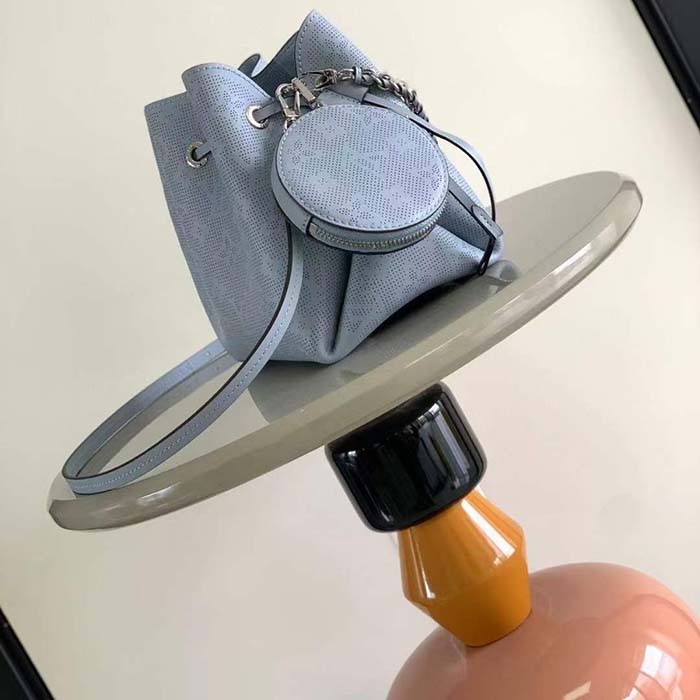 Louis Vuitton LV Women Bella Bucket Bag Lilac Perforated Mahina Calfskin M22714