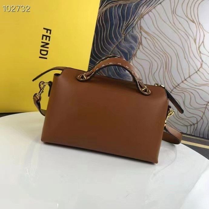 Fendi FF Women By The Way Medium Light Brown Leather Elaphe Boston Bag