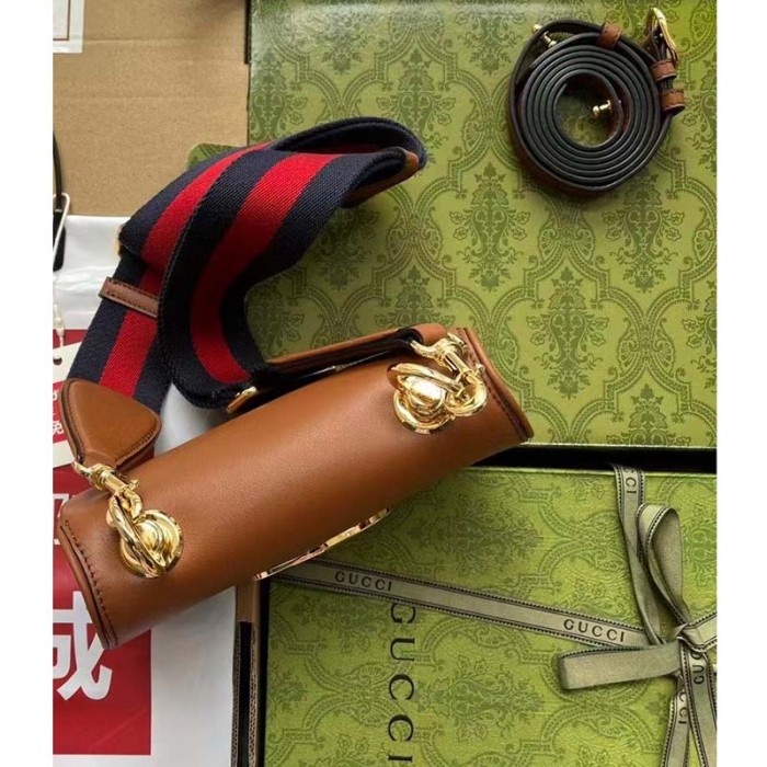 Gucci Women GG Blondie Shoulder Bag Cuir Leather Round Interlocking G