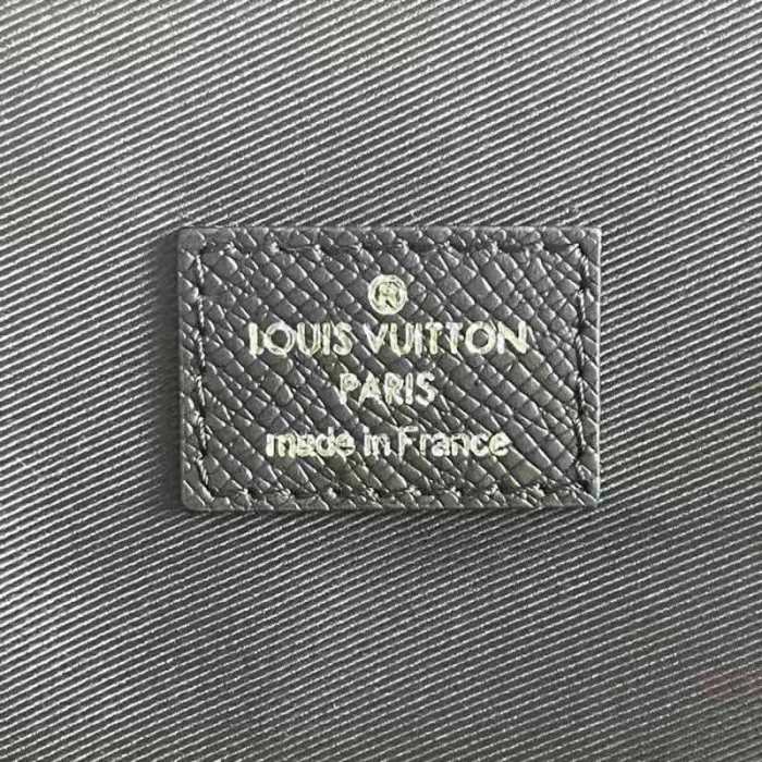 Louis Vuitton LV Unisex Slim Briefcase Black Taiga Cowhide Leather LV Signature