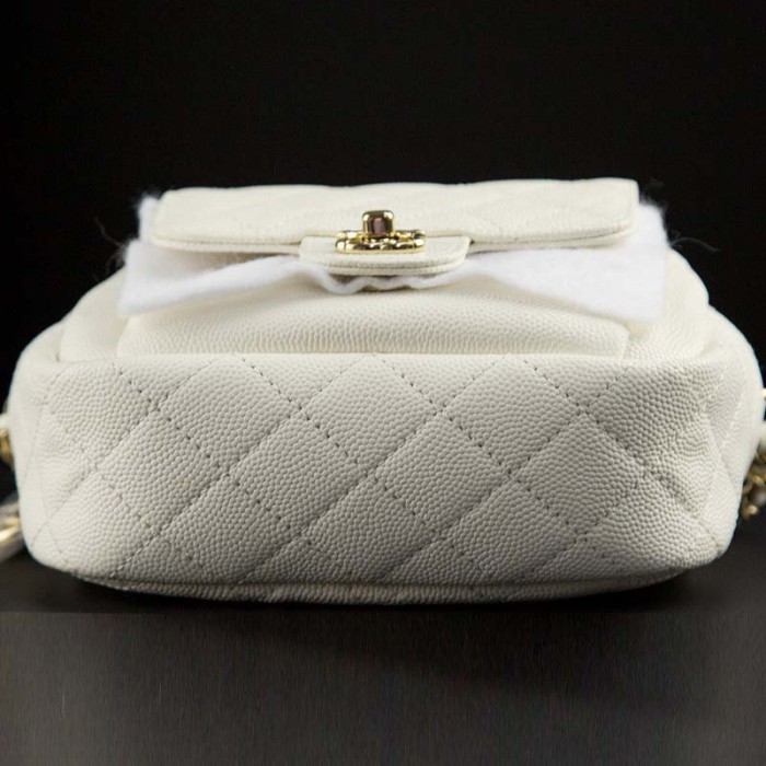 Chanel Women Vanity Case in Grained Calfskin Leather-White