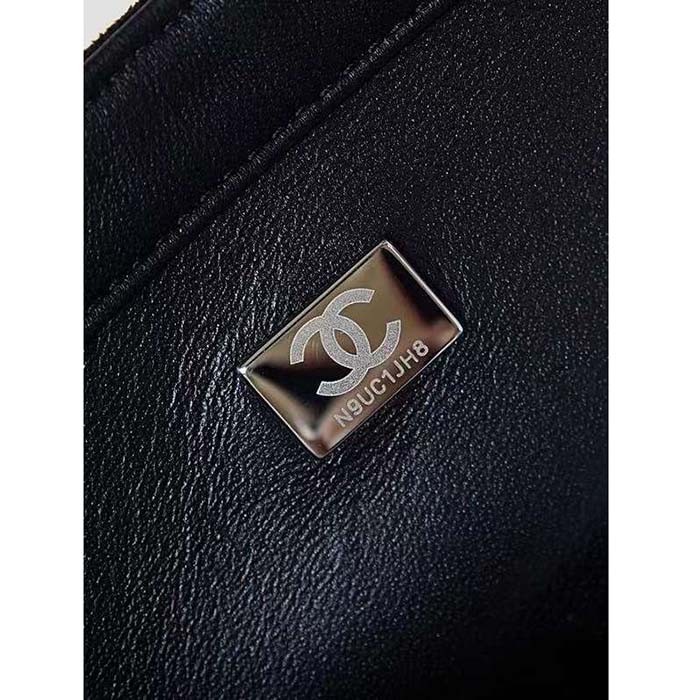 Chanel Women CC Evening Bag Strass Silver-Tone Metal Black Silver