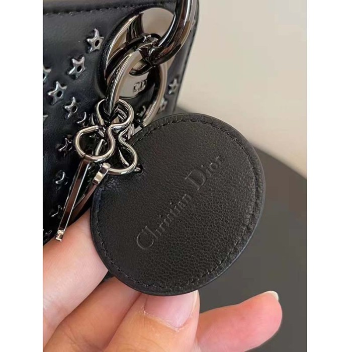Dior Women CD Mini Lady Dior Bag Black Lucky Star Cannage Lambskin
