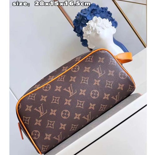 Louis Vuitton LV Unisex Dopp Kit Radiant Sun Monogram Macassar Coated Canvas Cowhide-Leather
