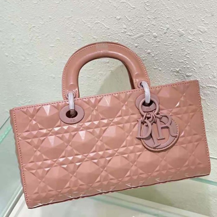 Dior Women Lady D-Joy Bag Rose Des Vents Cannage Calfskin with Diamond Motif