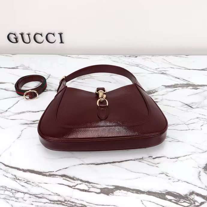 Gucci Women GG Jackie Small Shoulder Bag Rosso Ancora Red Patent Leather