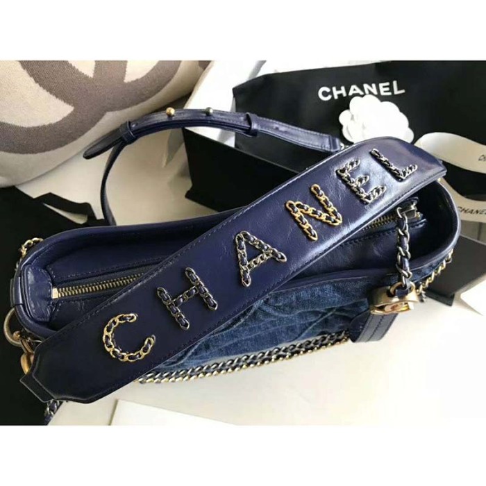 Chanel Women Chanel's Gabrielle Small Hobo Bag Denim Tweeds & Fabrics