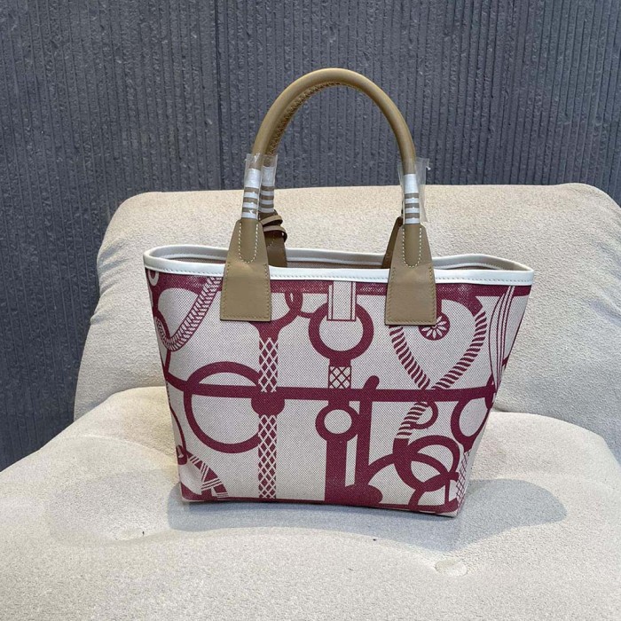 Hermes Unisex Steeple 25 Ecru Tote Bag-Purple H083621CKAC