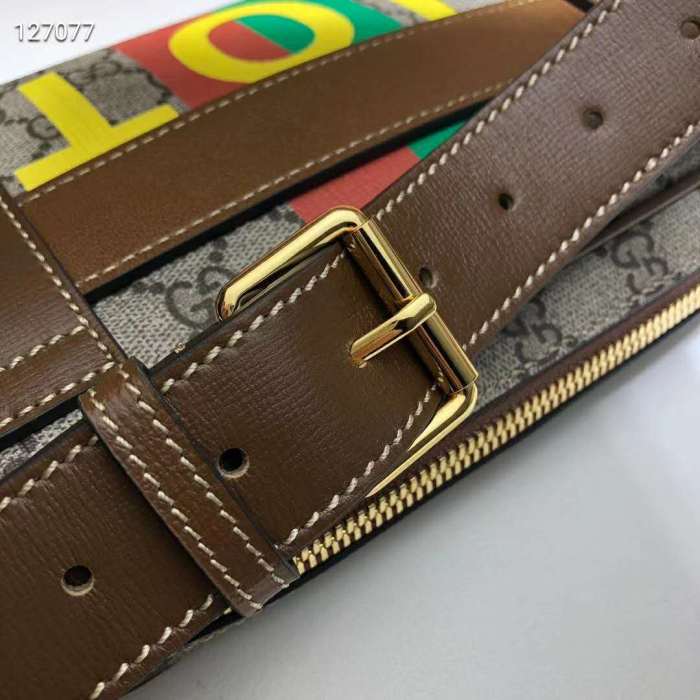 Gucci Unisex 'Fake/Not' Print Cosmetic Case GG Supreme Canvas