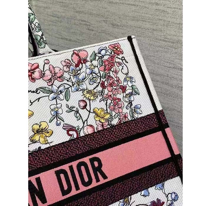 Dior Women CD Large Book Tote White Multicolor Florilegio Embroidery