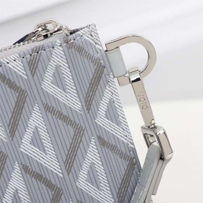 Dior Unisex CD Pouch Gray CD Diamond Canvas DIOR Signature