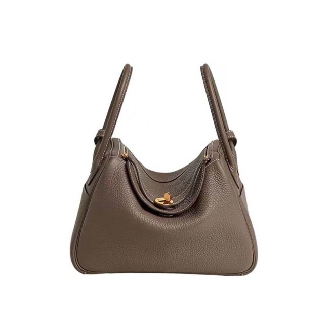 Hermes Women Lindy 26 in Clemence Leather-Gray/Gold