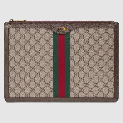 Gucci GG Unisex Ophidia GG Portfolio in Beige/Ebony GG Supreme Canvas