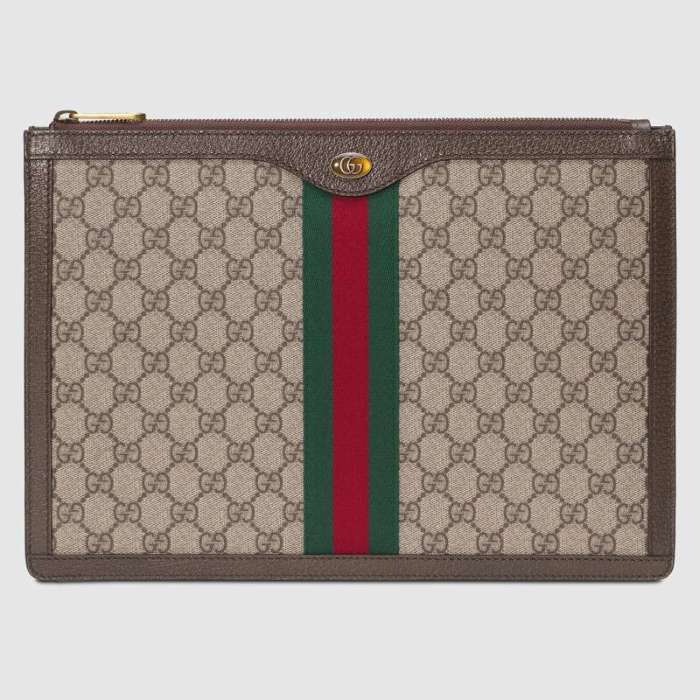 Gucci GG Unisex Ophidia GG Portfolio in Beige/Ebony GG Supreme Canvas