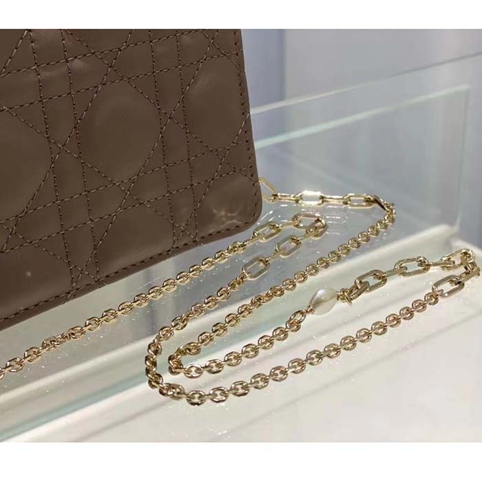 Dior Women CD Miss Dior Chain Pouch Sand-Colored Cannage Lambskin
