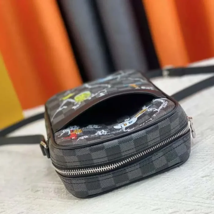 Louis Vuitton LV Unisex Renaissance Map Damier Graphite PM Danube Slim Bag