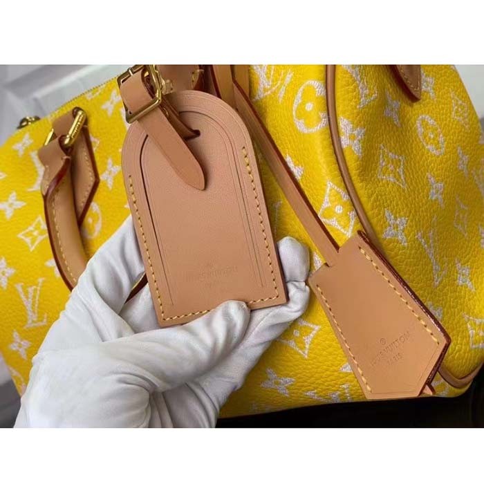 Louis Vuitton LV Unisex Speedy P9 Bandoulière 25 Yellow Soft Calfskin Natural Cowhide-Leather