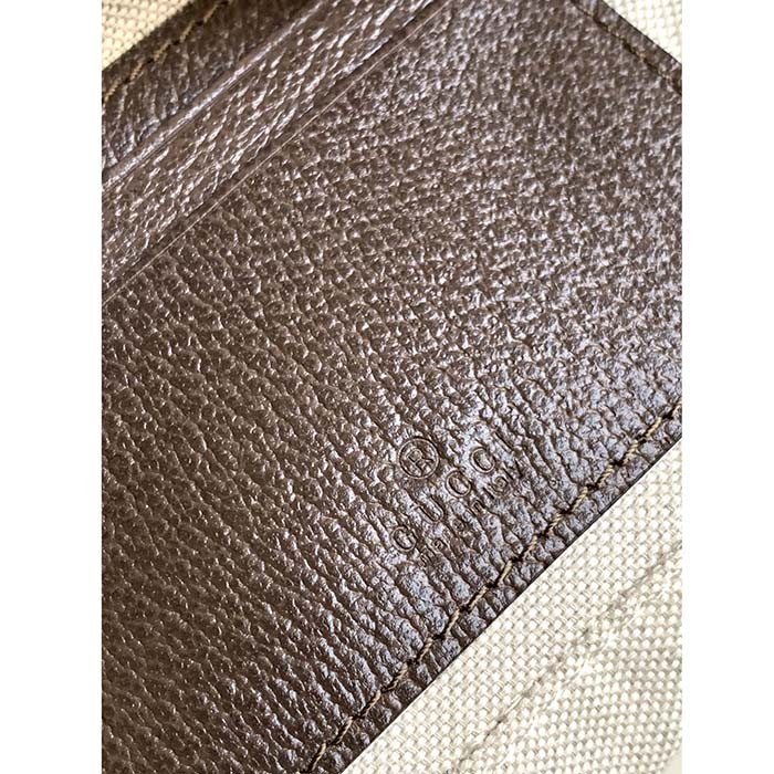 Gucci Unisex Ophidia Mini Bag Beige Ebony GG Supreme Canvas Brown Leather