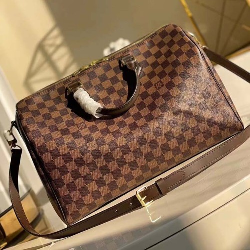 Louis Vuitton LV Unisex Speedy Bandoulière 35 Damier Ebene Coated Canvas Smooth Cowhide-Leather
