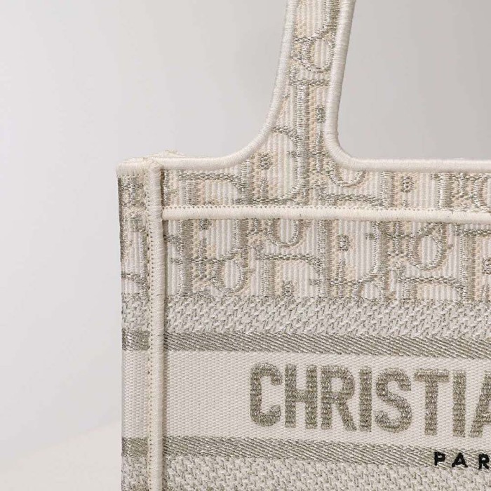 Dior Women Mini Dior Book Tote Gold-Tone Dior Oblique Embroidery