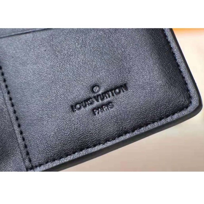 Louis Vuitton LV Unisex Pocket Organizer Wallet in Taurillon Leather-Black