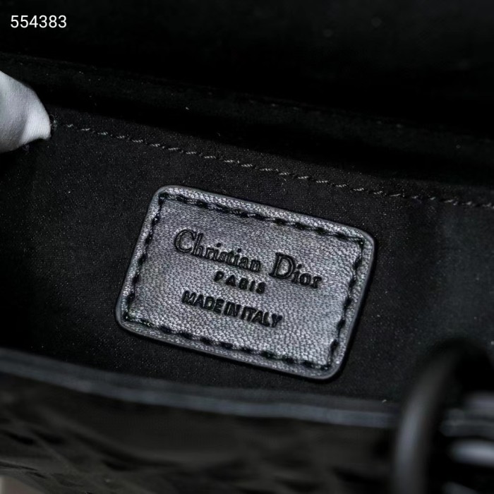 Dior Women CD Medium Lady D-Joy Bag Black Cannage Calfskin Diamond Motif Reference M0540SNEA_M900