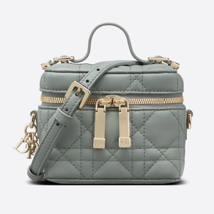 Dior Women Micro Lady Dior Vanity Case Cannage Lambskin-Grey