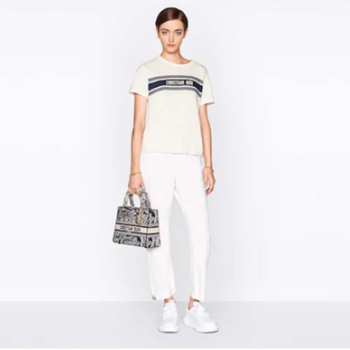 Dior Women CD Medium Lady D-Lite Bag Black Toile De Jouy Zodiac Embroidery