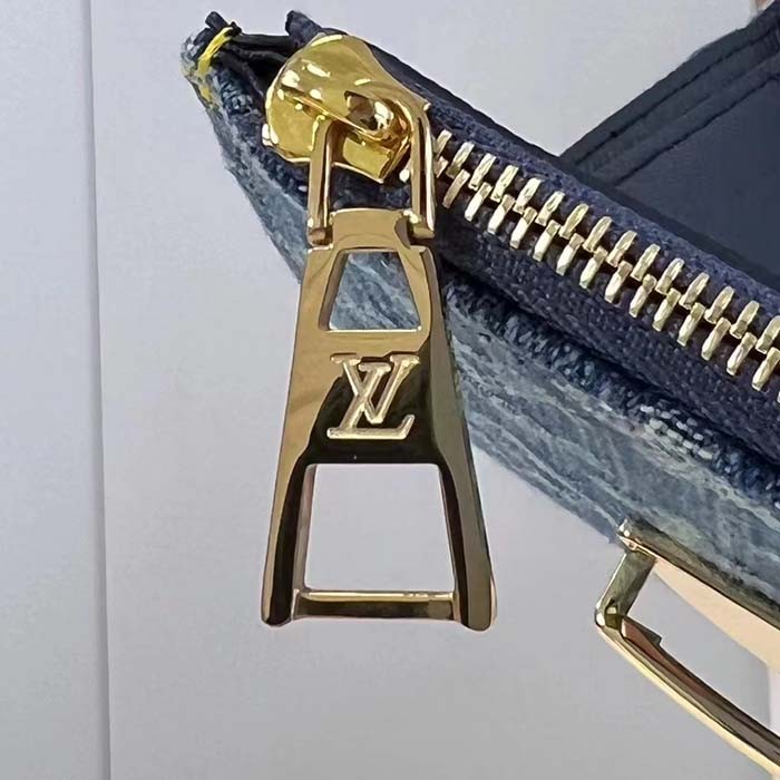 Louis Vuitton LV Unisex Victorine Wallet Denim Blue GOTS Monogram Denim Canvas Natural Cowhide Leather