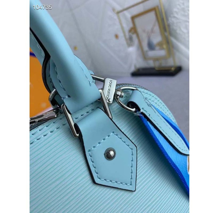 Louis Vuitton LV Women Alma BB Handbag Turquoise Blue Epi Grained Cowhide Leather