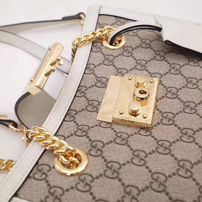 Gucci GG Women Padlock GG Small Shoulder Bag in Beige/Ebony GG Supreme Canvas