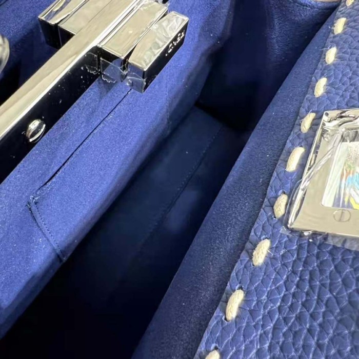 Fendi Women Peekaboo Iconic Mini Full Grain Leather Bag-Navy