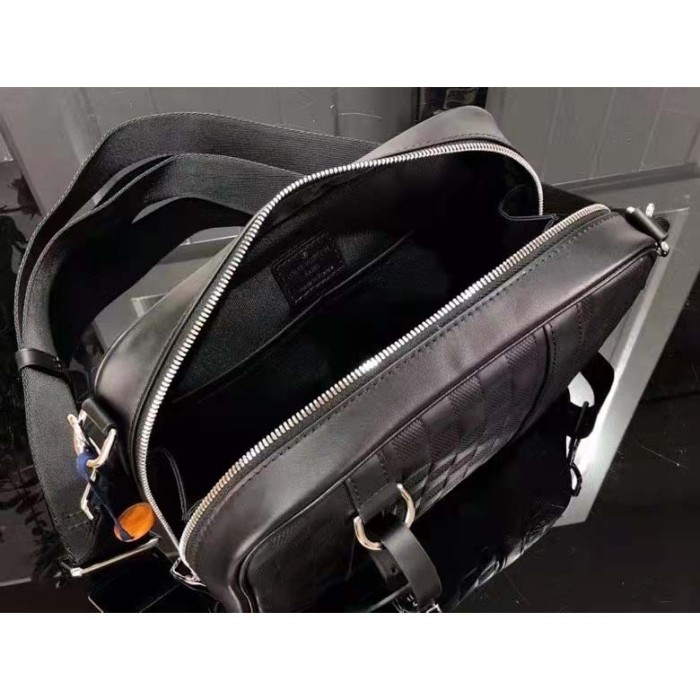 Louis Vuitton LV Unisex Sirius Messenger Bag Damier Infini Onyx Cowhide Leather