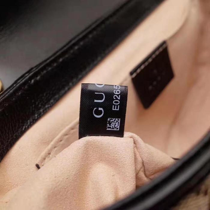 Gucci GG Women GG Marmont Mini Bag in Beige/Ebony Original GG Canvas