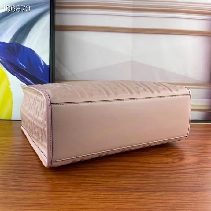 Fendi Women FF Sunshine Medium Pink Leather Shopper