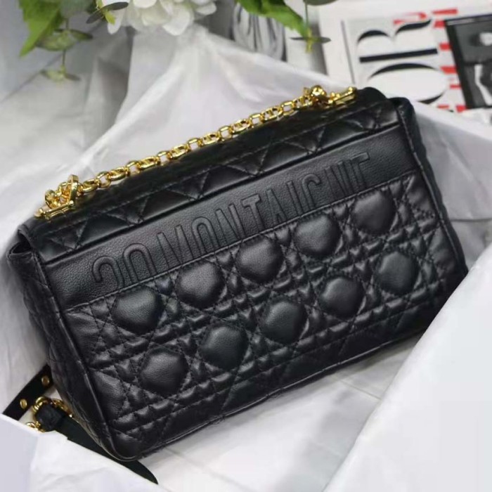 Dior Women CD Medium Dior Caro Bag Black Supple Cannage Calfskin