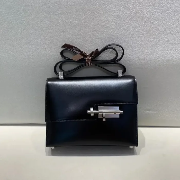 Hermes Women Verrou Bag in Box Leather-Black/Silver