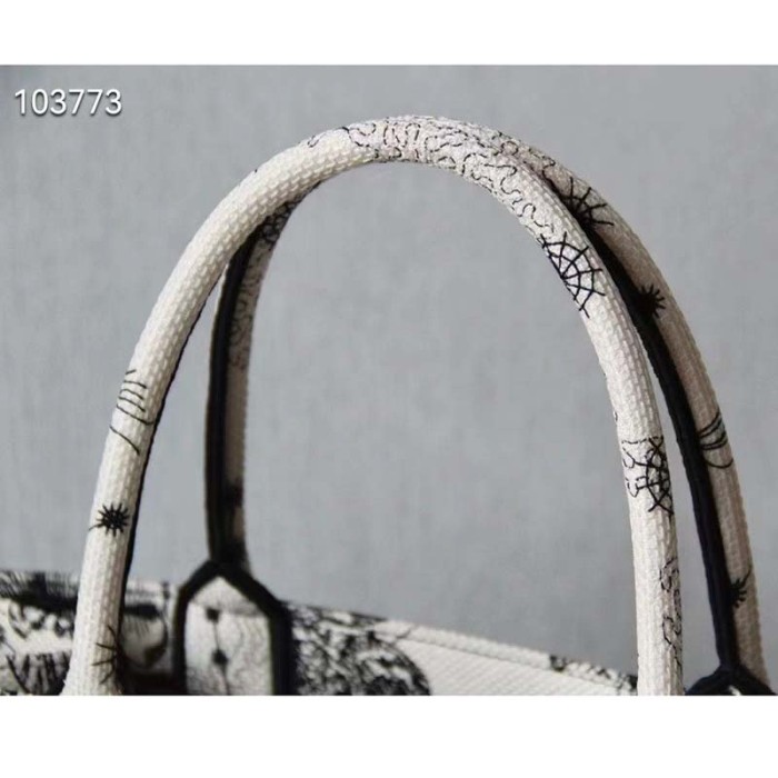 Dior Unisex CD Medium Dior Book Tote Beige Latte Dior Zodiac Embroidery