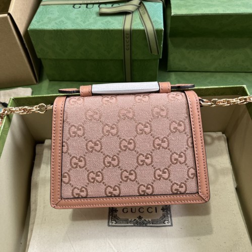 Gucci Women Dionysus GG Mini Shoulder Bag Pink Canvas Leather Padlock Closure