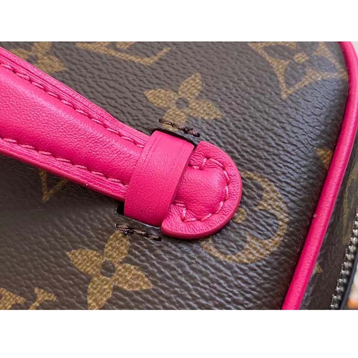 Louis Vuitton LV Unisex Nice Mini Toiletry Pouch Rose Pink Monogram Macassar Coated Canvas Cowhide Leather