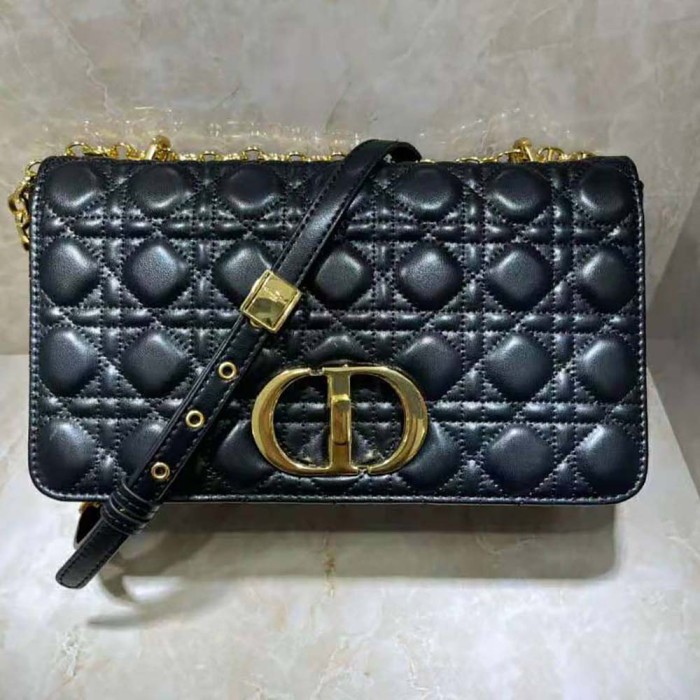 Dior Women Large Dior Caro Bag Black Soft Cannage Calfskin