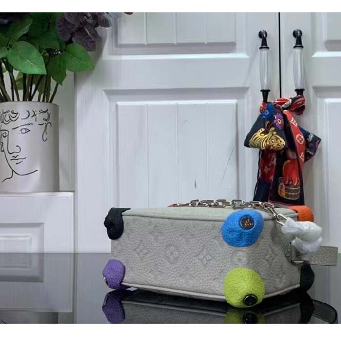 Louis Vuitton LV Unisex Mini Soft Trunk Chalk Taurillon Monogram Embossed Cowhide Leather